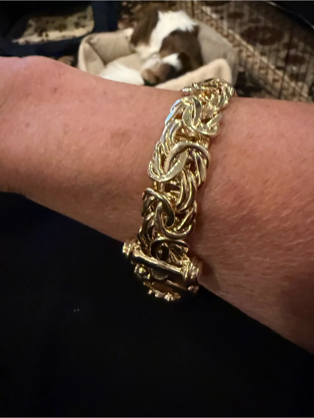 Vintage 43gm Atasay Kuyumculuc Turkey 925 Vermeil Byzantine Bracelet 8.25”